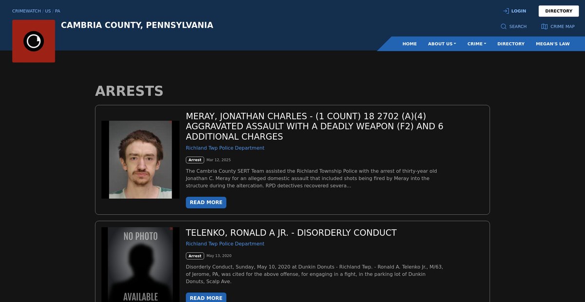 Preview of cambria.crimewatchpa.com