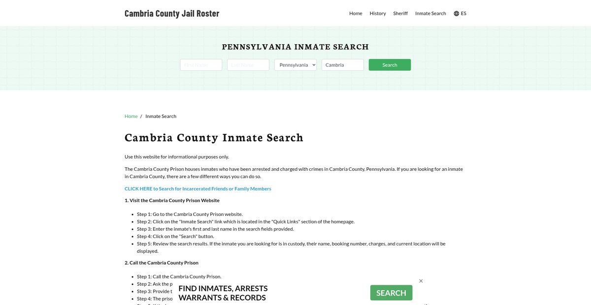 Preview of cambriacountyjail.org