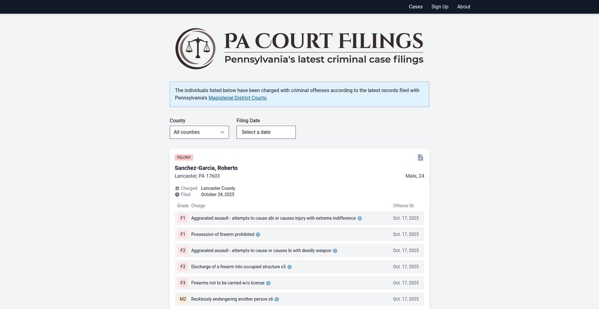Preview of pacourtfilings.org