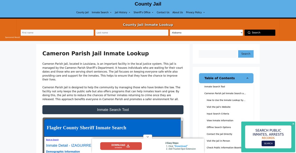 Preview of cameron-parish.countyjail.org