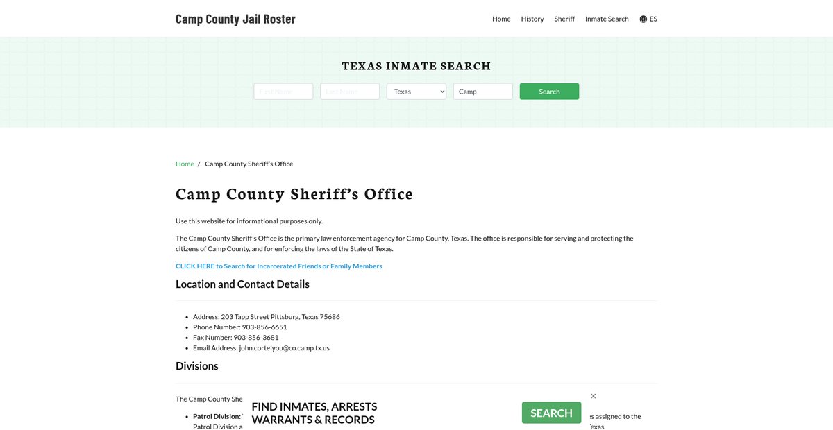 Preview of campcountyjail.org