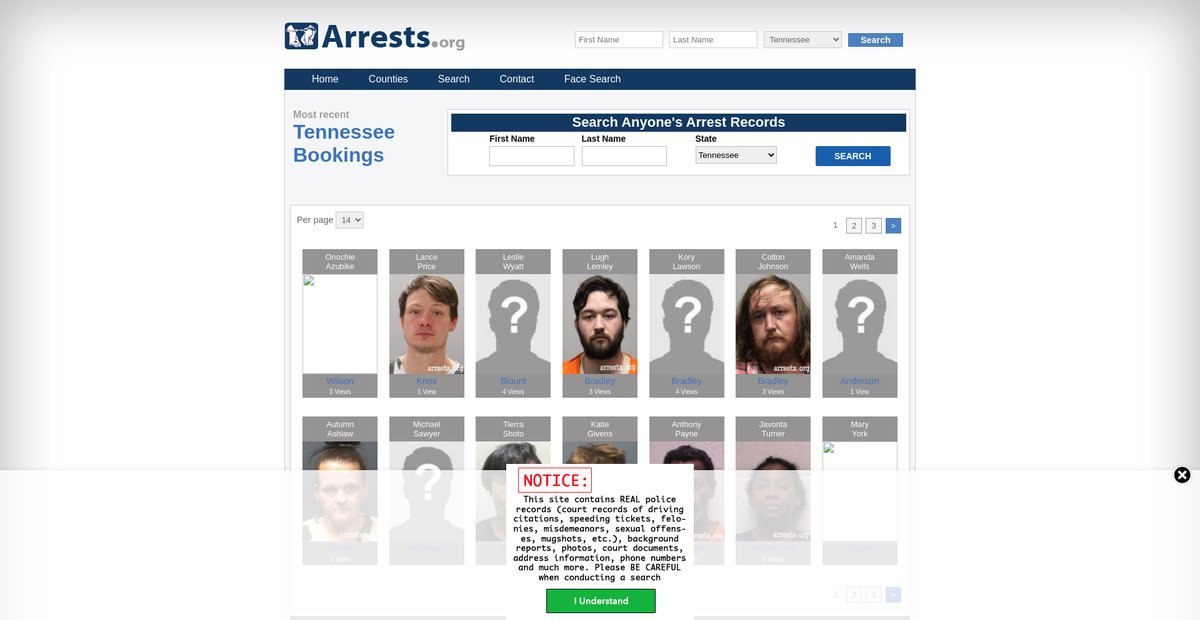 Preview of tennessee.arrests.org