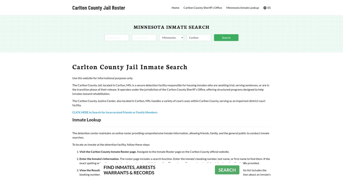 Preview of carltoncountyjail.org