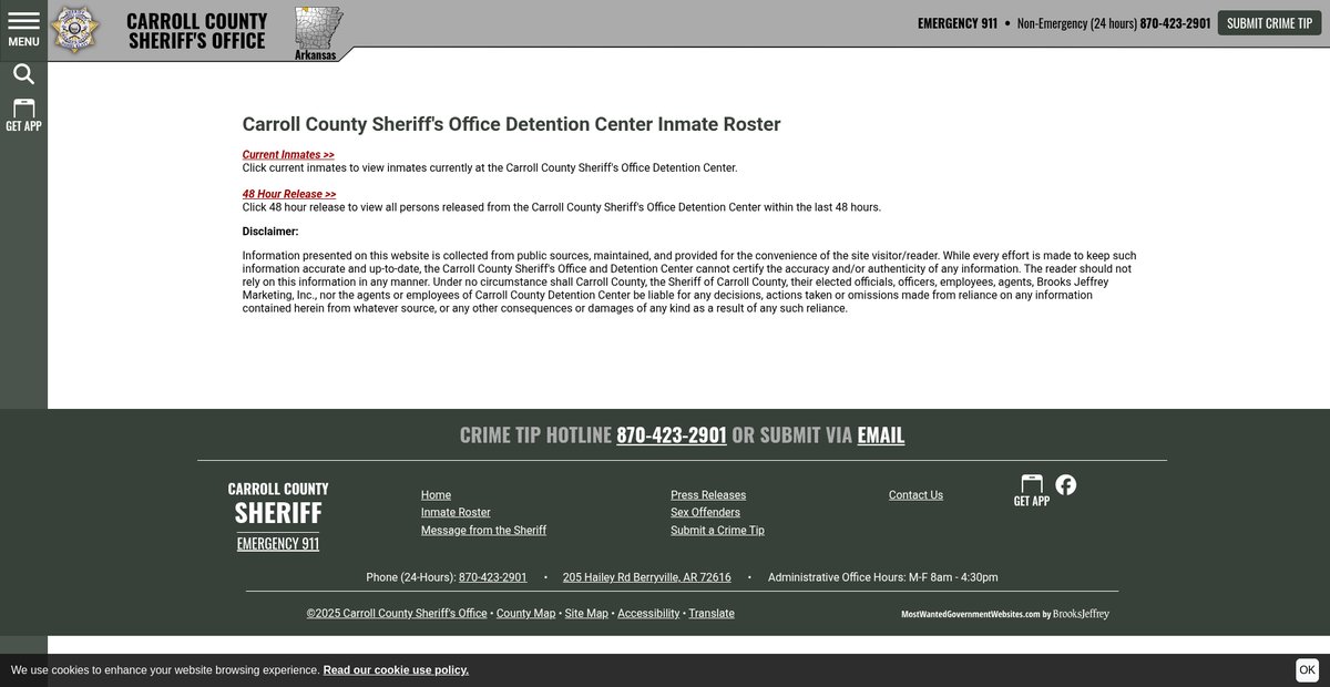 Preview of carrollcountysheriffar.gov