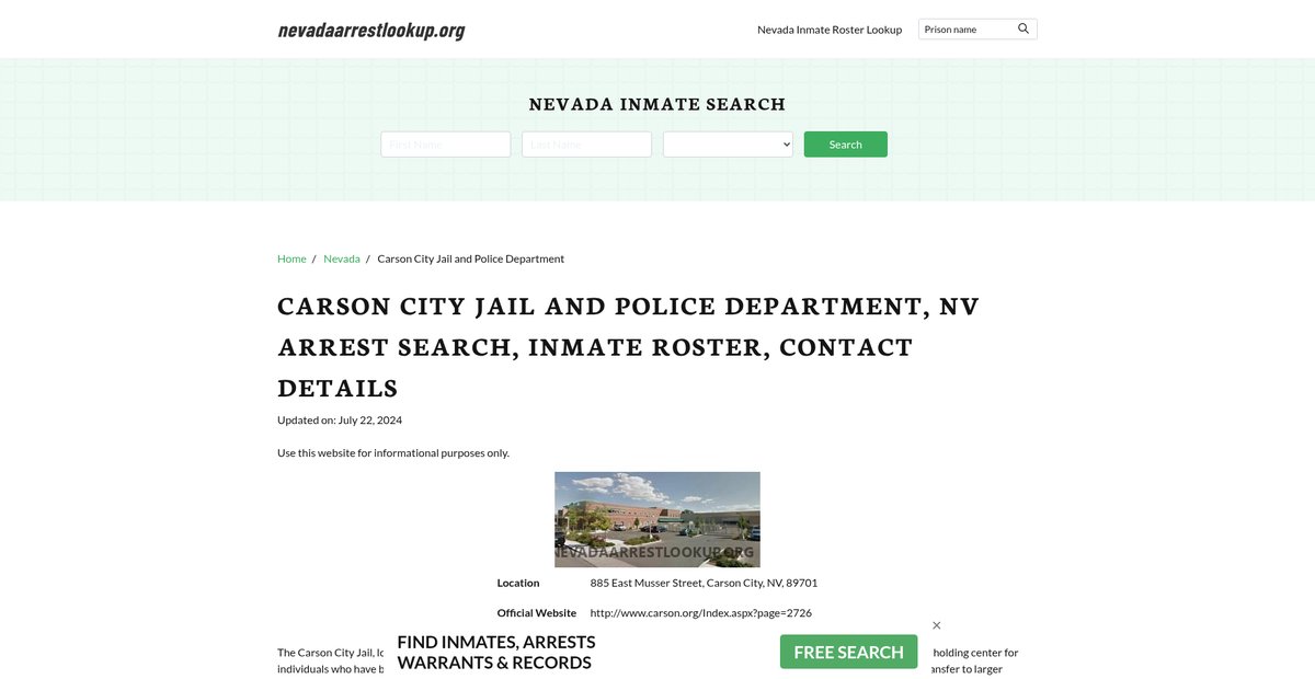 Preview of nevadaarrestlookup.org