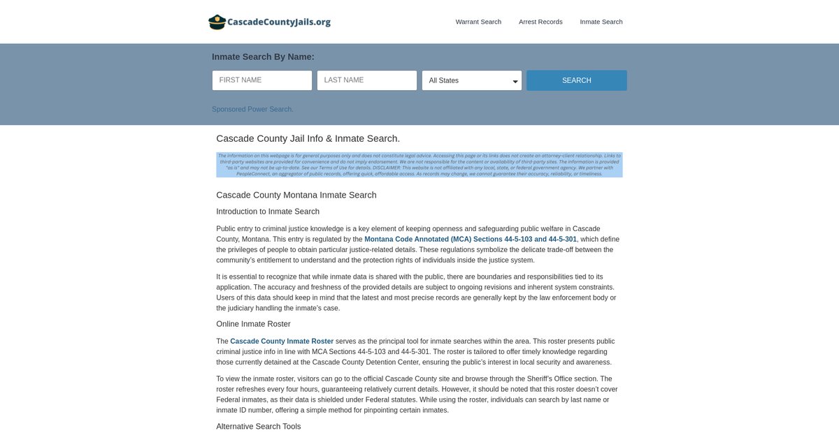 Preview of cascadecountyjails.org