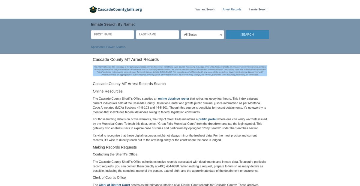 Preview of cascadecountyjails.org