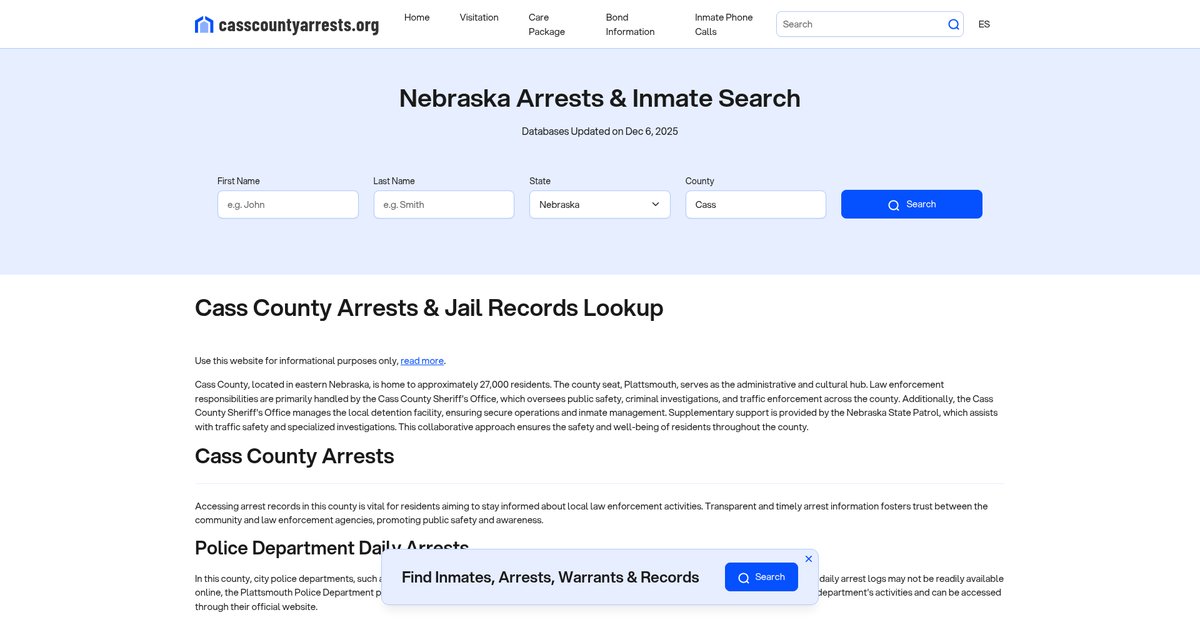 Preview of casscountyarrests.org