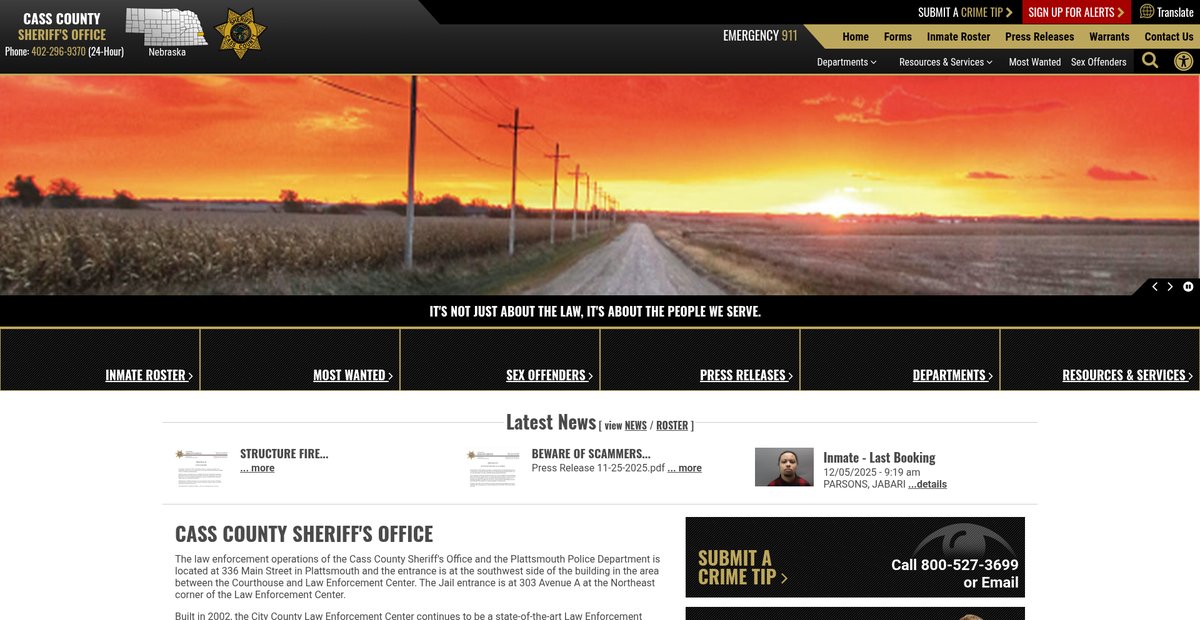 Preview of casscountysheriffne.org
