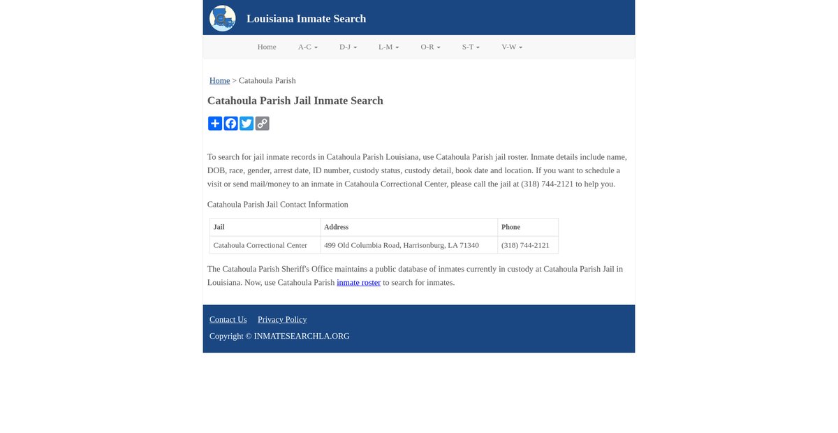 Preview of inmatesearchla.org