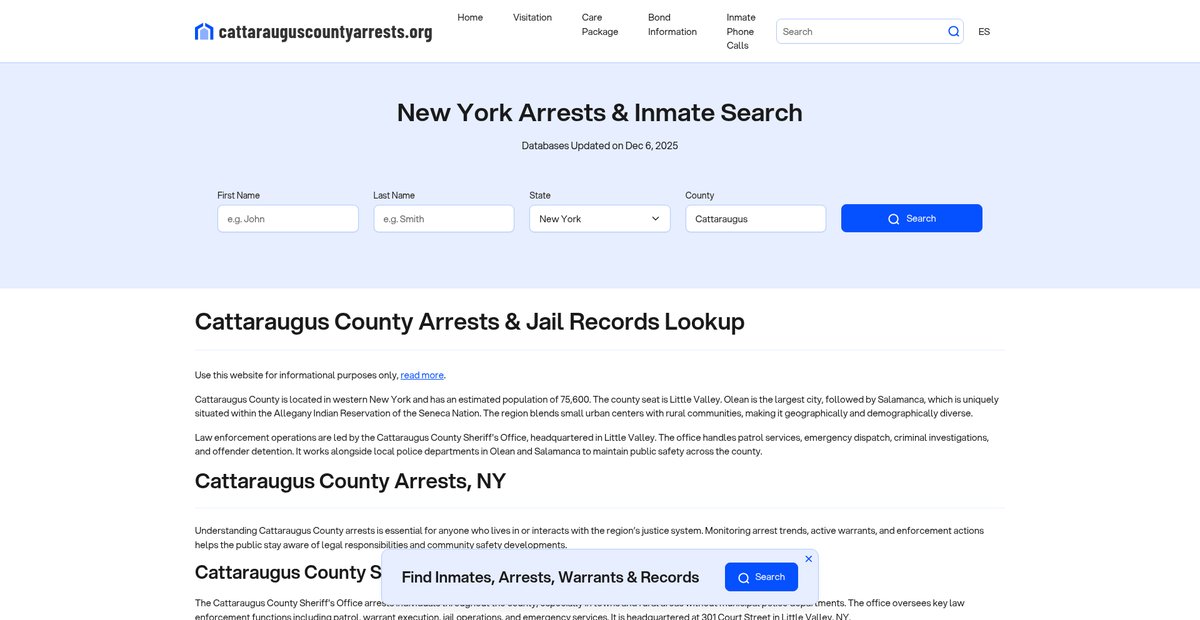 Preview of cattarauguscountyarrests.org