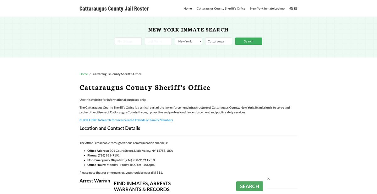 Preview of cattarauguscountyjail.org