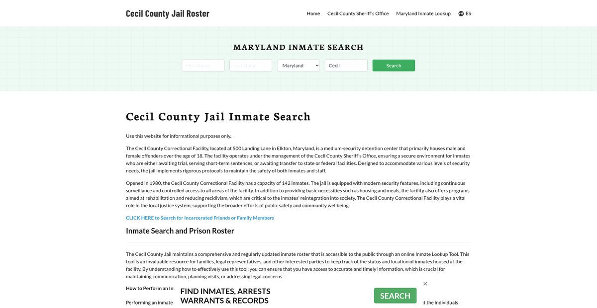 Preview of cecilcountyjail.org