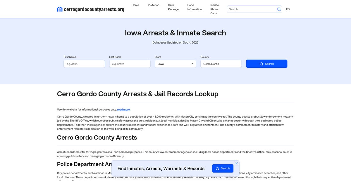 Preview of cerrogordocountyarrests.org