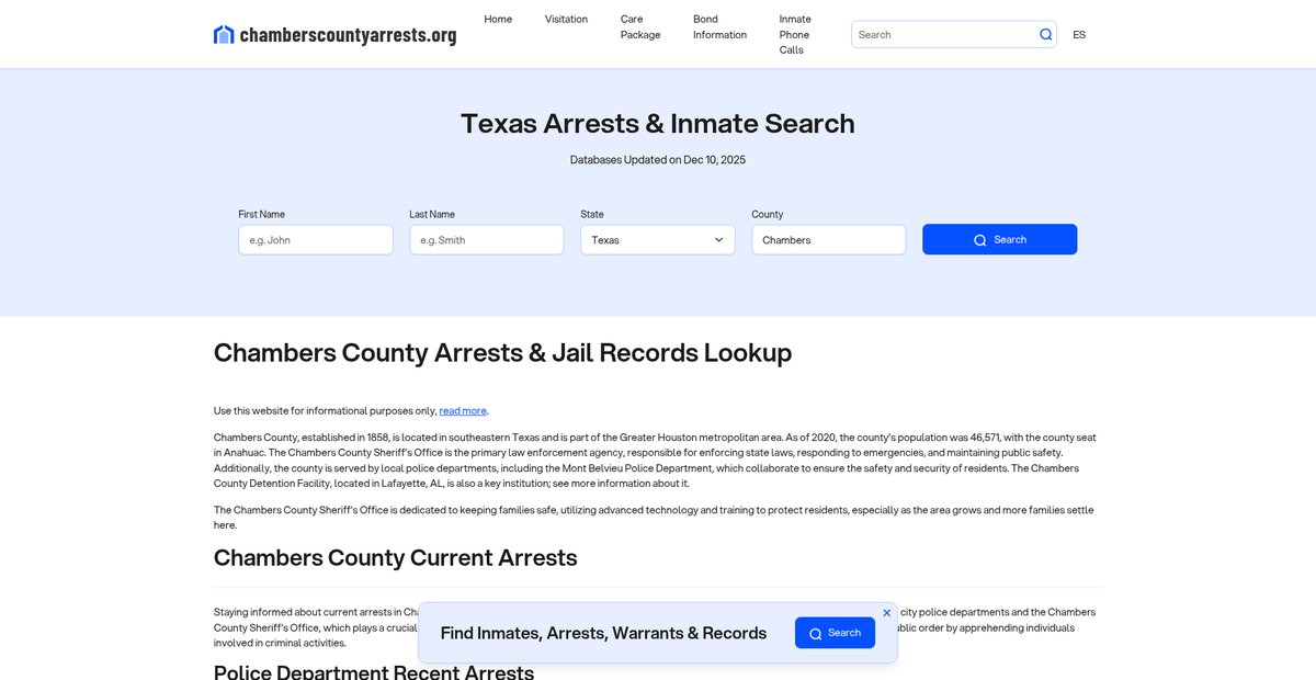 Preview of chamberscountyarrests.org