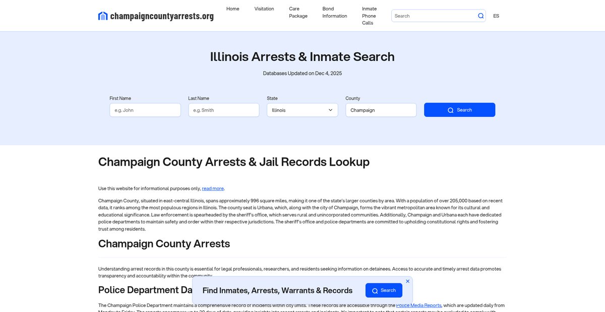 Preview of champaigncountyarrests.org