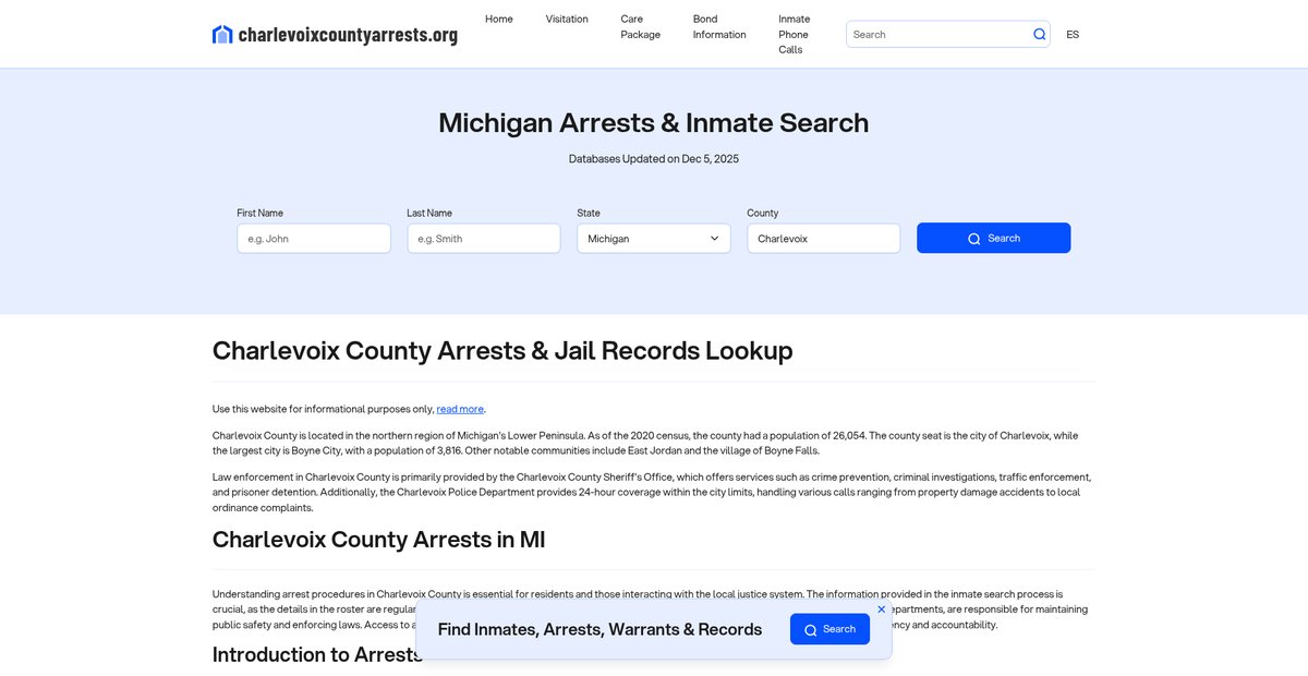 Preview of charlevoixcountyarrests.org
