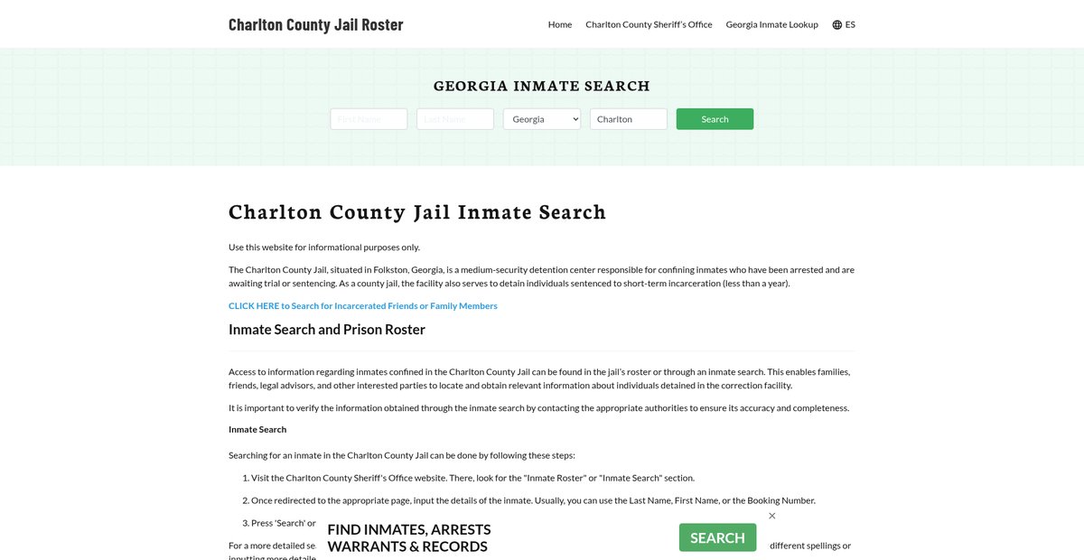 Preview of charltoncountyjail.org