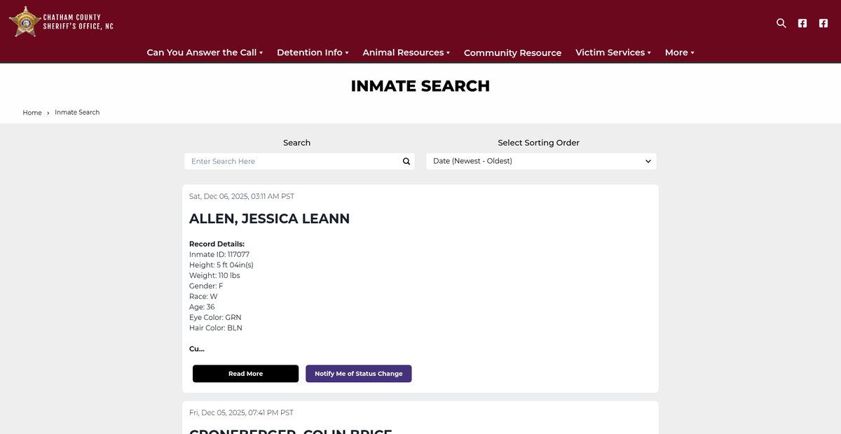 Preview of chathamsheriff.com