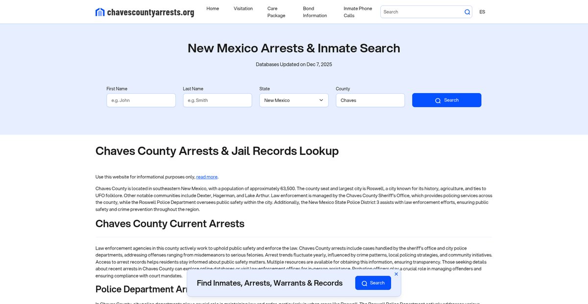 Preview of chavescountyarrests.org