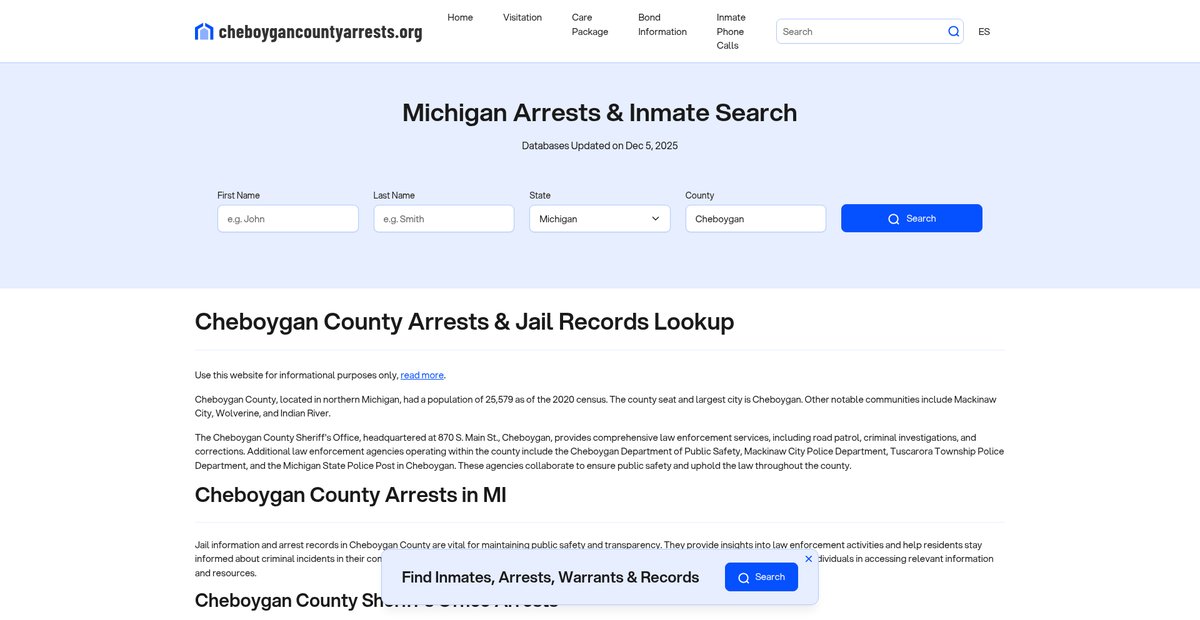 Preview of cheboygancountyarrests.org