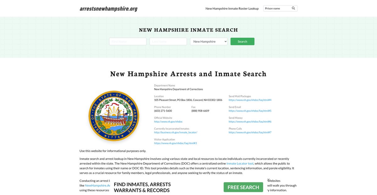 Preview of arrestsnewhampshire.org