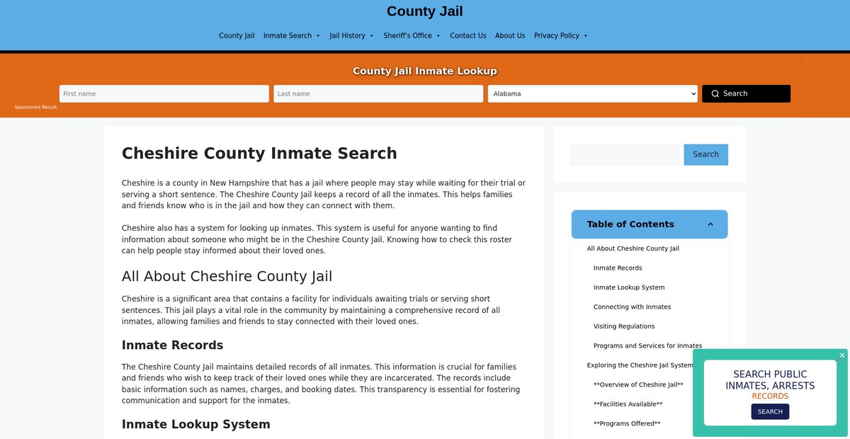 Preview of cheshire-inmate-search.countyjail.org