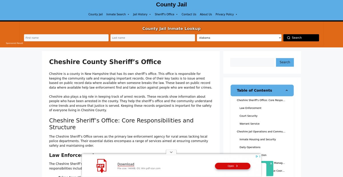 Preview of cheshire-sheriff-arrest-warrants.countyjail.org
