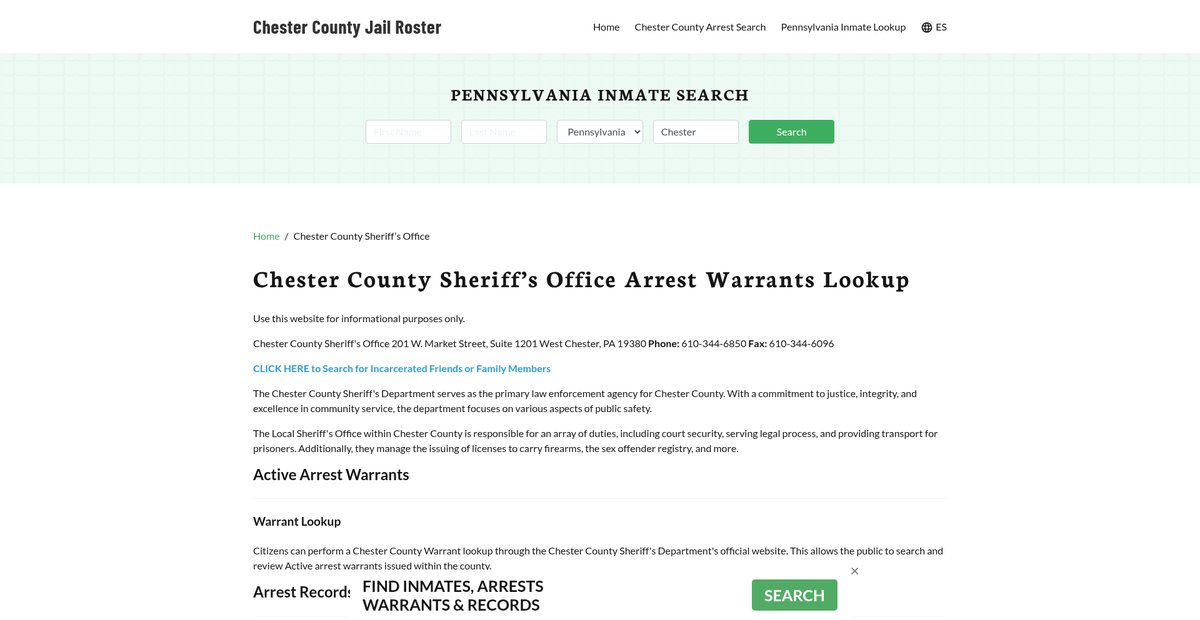 Preview of chestercountyjail.org