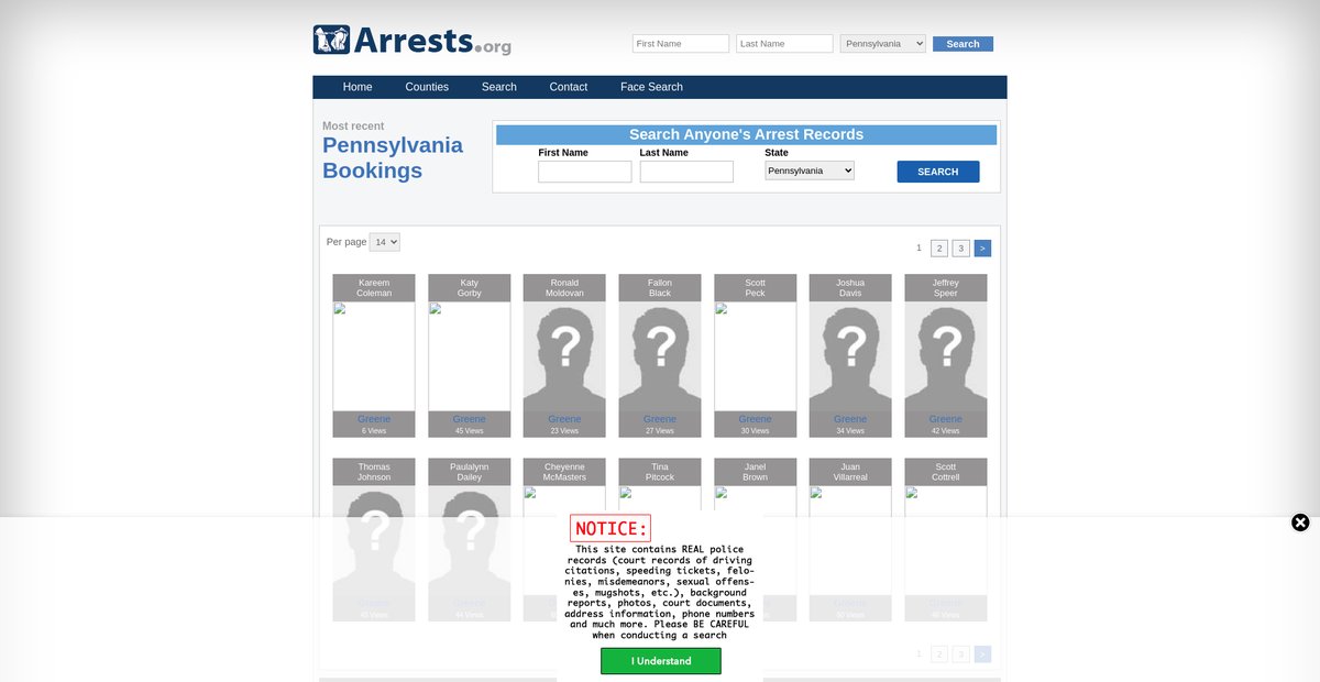 Preview of pennsylvania.arrests.org