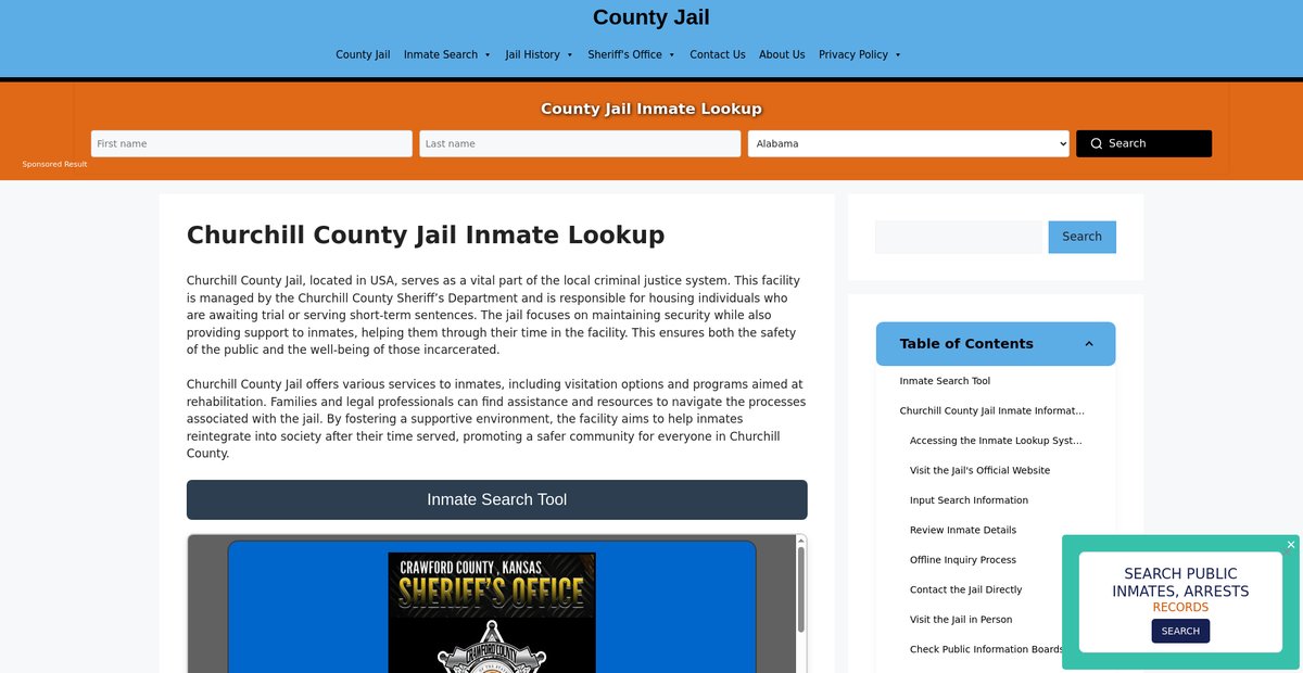 Preview of churchill.countyjail.org