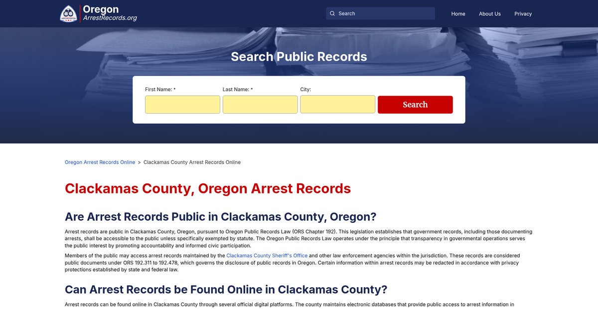 Preview of oregonarrestrecords.org
