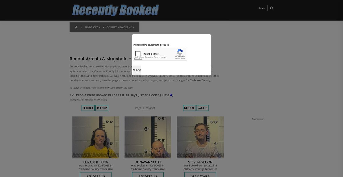 Preview of recentlybooked.com