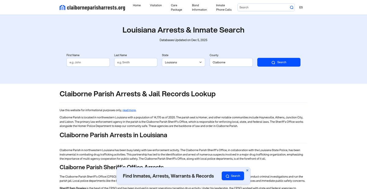 Preview of claiborneparisharrests.org