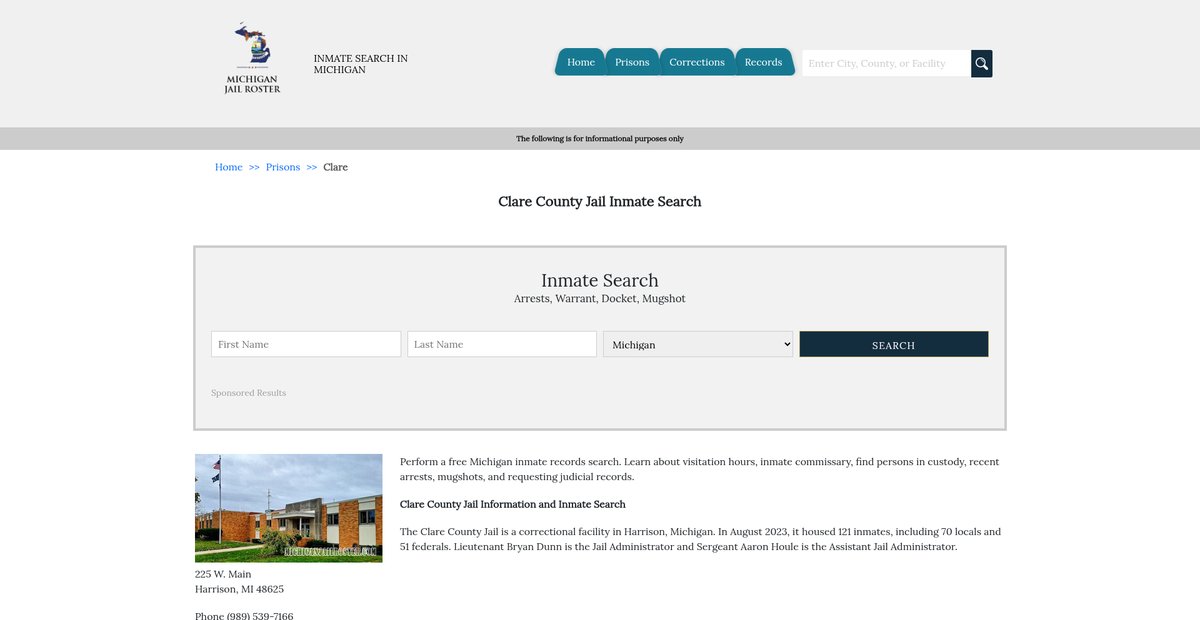 Preview of michiganjailroster.com