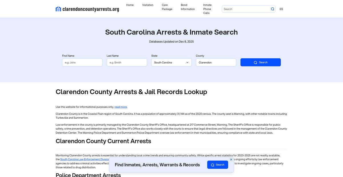 Preview of clarendoncountyarrests.org