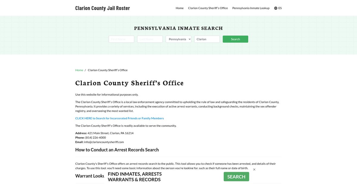 Preview of clarioncountyjail.org