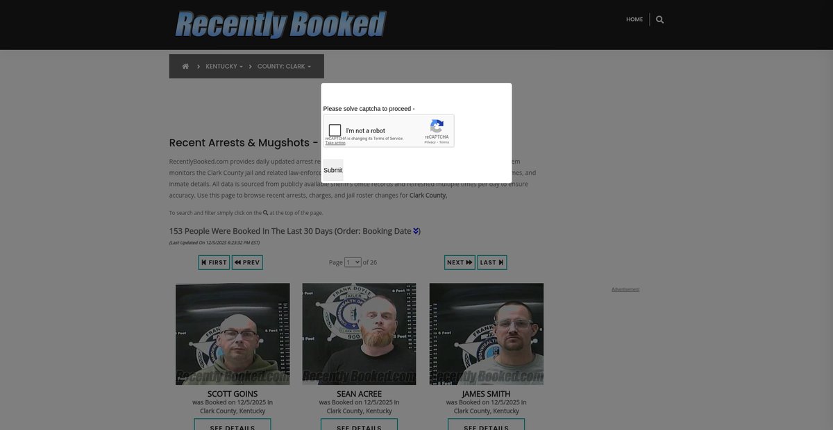 Preview of recentlybooked.com