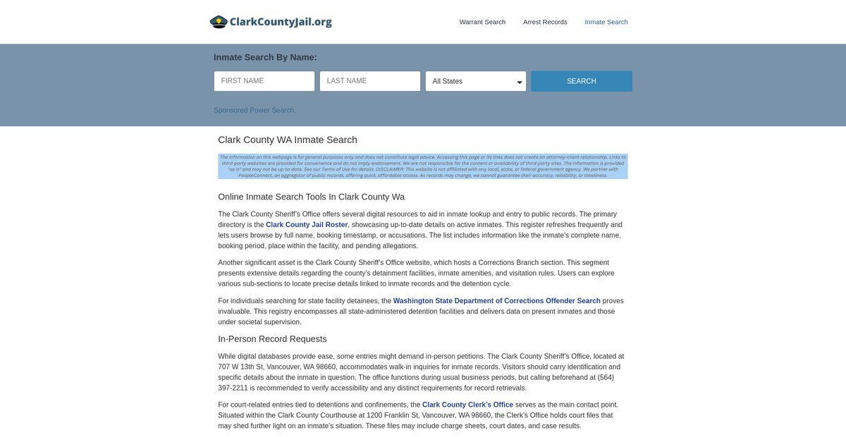 Preview of clarkcountyjail.org