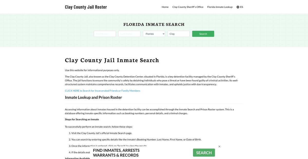 Preview of claycountyjail.org