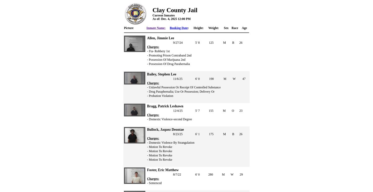 Preview of claycountysheriff.org