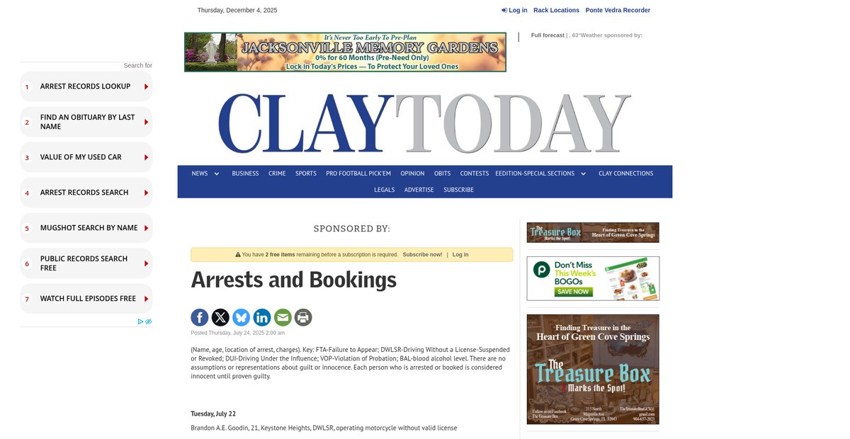 Preview of claytodayonline.com