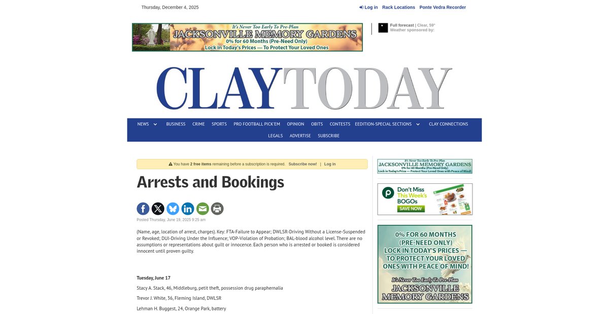 Preview of claytodayonline.com