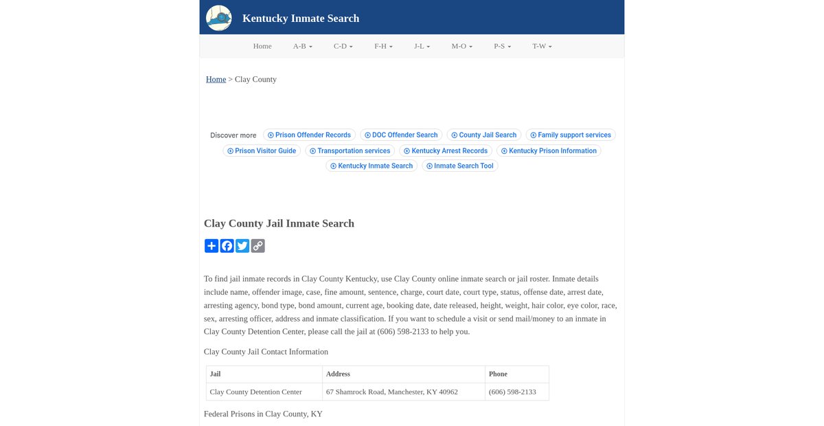 Preview of inmatesearchky.org