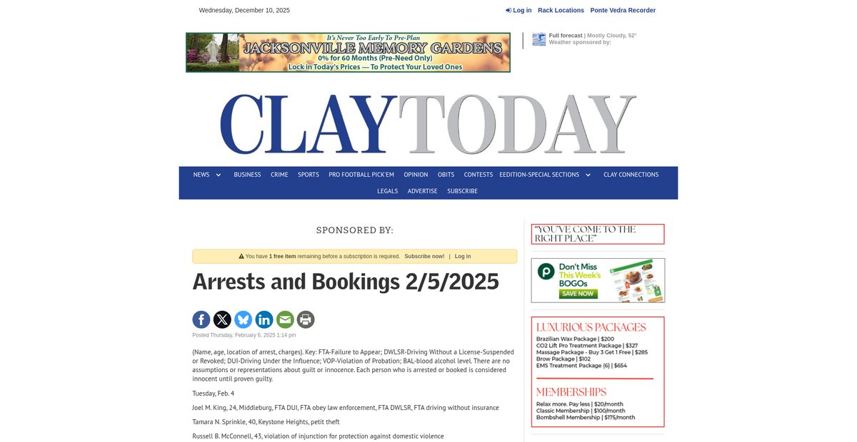 Preview of claytodayonline.com