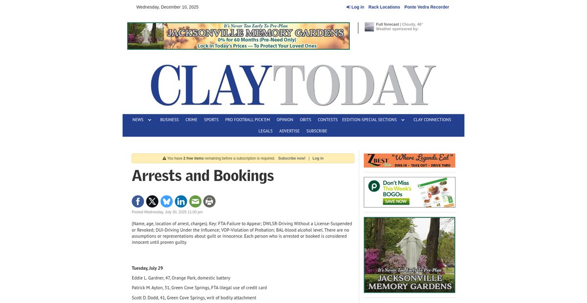 Preview of claytodayonline.com