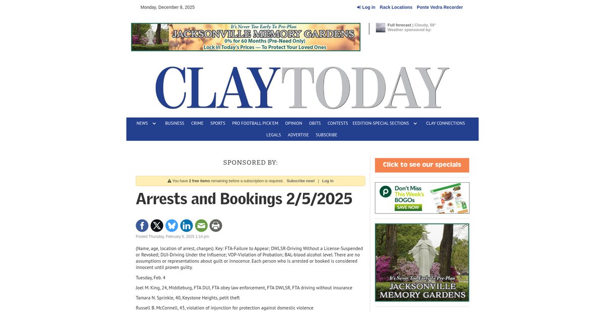 Preview of claytodayonline.com