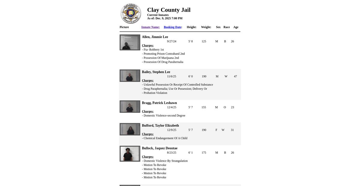 Preview of claycountysheriff.org