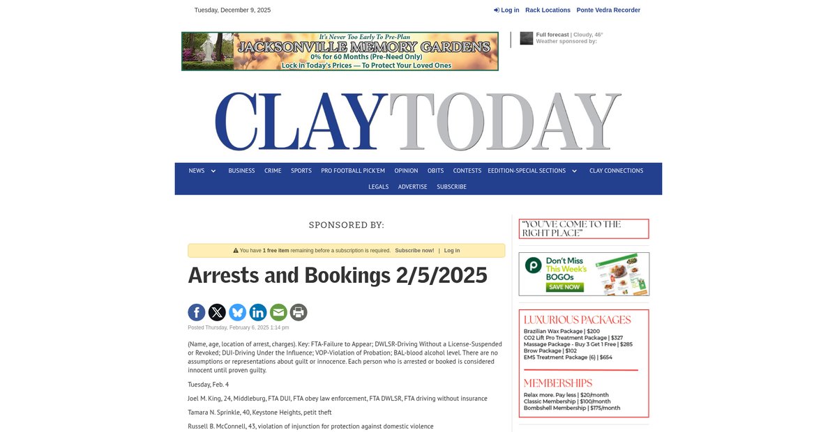 Preview of claytodayonline.com