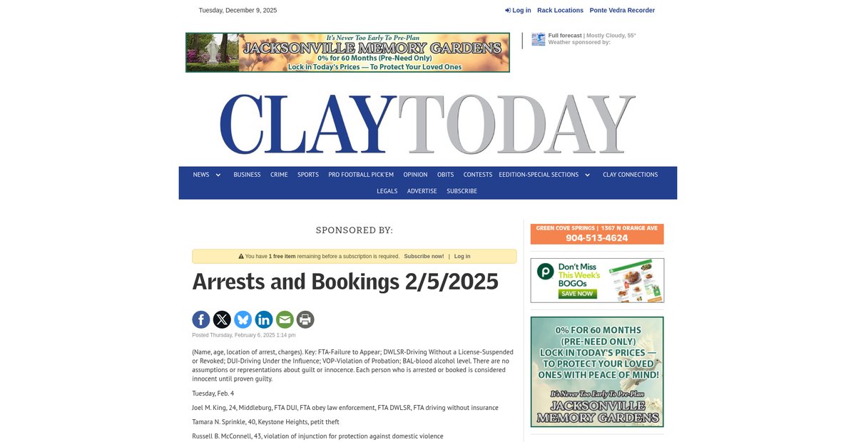 Preview of claytodayonline.com